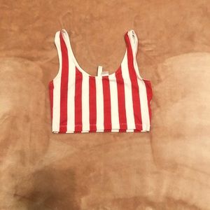 Red and white stripped crop top